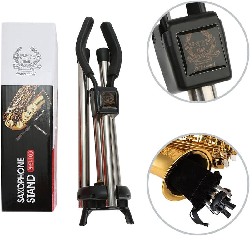 Rhythm Foldable Alto Saxophone Stand Stainless Steel Sax Stand Holder Portable Saxophone Bracket Adjustable Stand - Image 3
